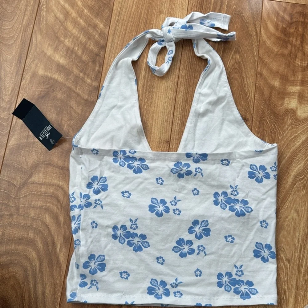 Hollister Blue and White Hawaiian Halter Top - Picture 2 of 2